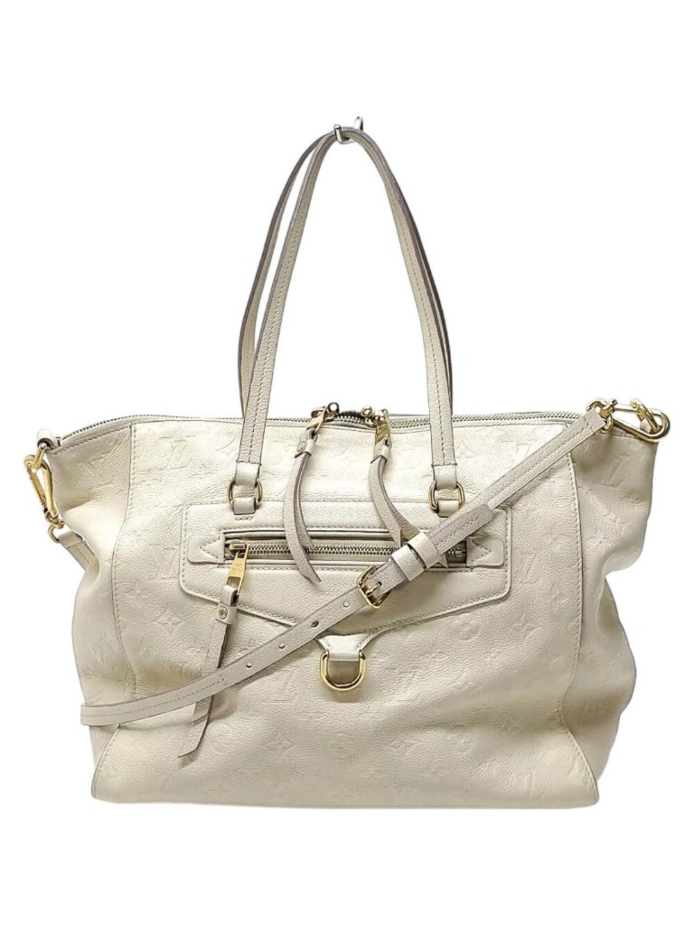 619748AE (S6) Louis Vuitton Crossbody Bag Lumineuse PM White Monogram Empreinte